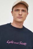 Бавовняна кофта Lyle & Scott чоловіча колір синій з аплікацією