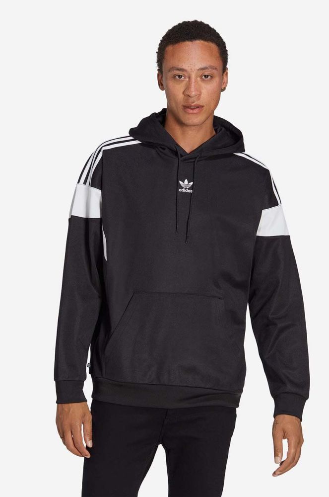 Кофта adidas Originals Adicolor Classics Cut Line Hoodie чоловіча колір чорний з капюшоном візерунок HS2065-black