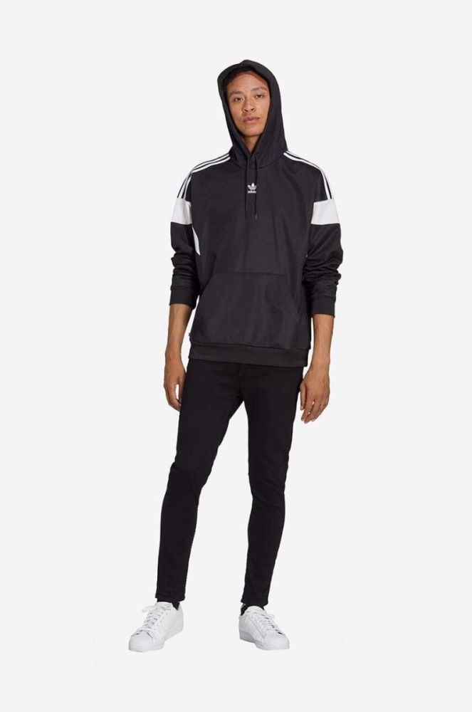 Кофта adidas Originals Adicolor Classics Cut Line Hoodie чоловіча колір чорний з капюшоном візерунок HS2065-black фото 2
