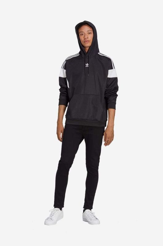 Кофта adidas Originals Adicolor Classics Cut Line Hoodie чоловіча колір чорний з капюшоном візерунок HS2065-black фото 2