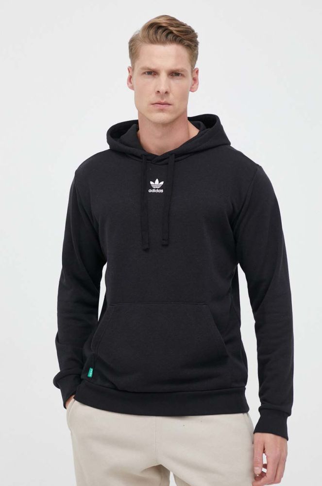 Кофта adidas Originals чоловіча колір чорний з капюшоном з аплікацією (3303627)