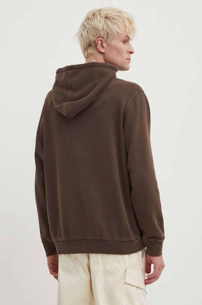 Бавовняна кофта Gramicci One Point Hooded Sweatshirt чоловіча колір коричневий з капюшоном однотонна фото 3