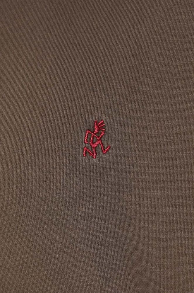 Бавовняна кофта Gramicci One Point Hooded Sweatshirt чоловіча колір коричневий з капюшоном однотонна фото 5