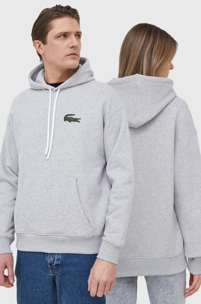 Бавовняна кофта Lacoste чоловіча колір сірий меланж