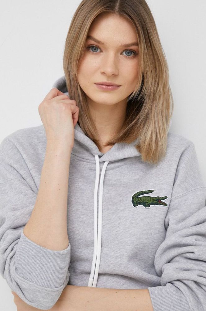 Бавовняна кофта Lacoste чоловіча колір сірий меланж фото 4