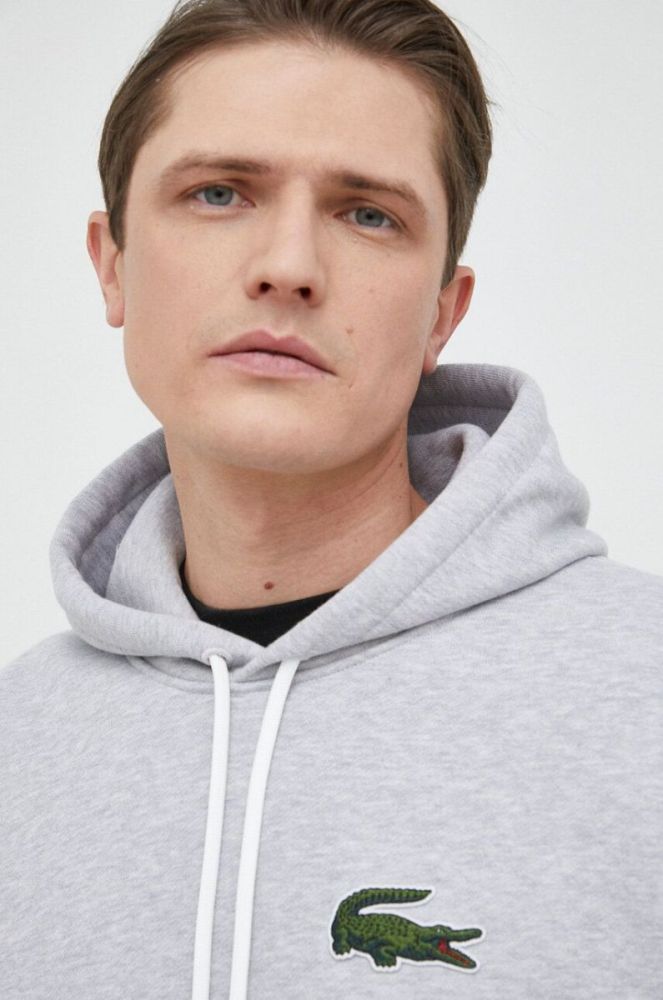 Бавовняна кофта Lacoste чоловіча колір сірий меланж фото 6