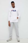 Кофта Fila колір білий з капюшоном з принтом