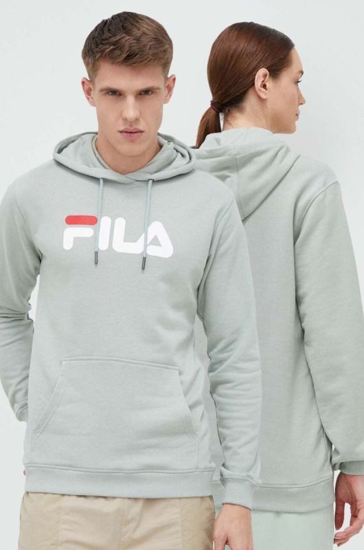 Кофта Fila колір зелений з капюшоном з принтом