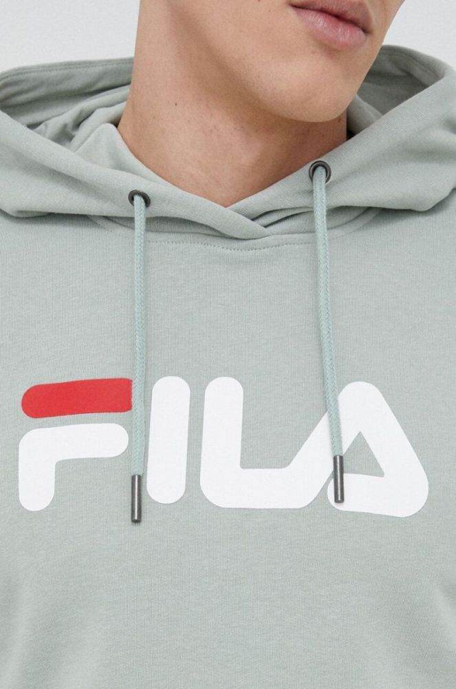 Кофта Fila колір зелений з капюшоном з принтом фото 10