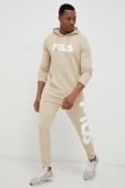 Кофта Fila колір бежевий з капюшоном з принтом (3022236)