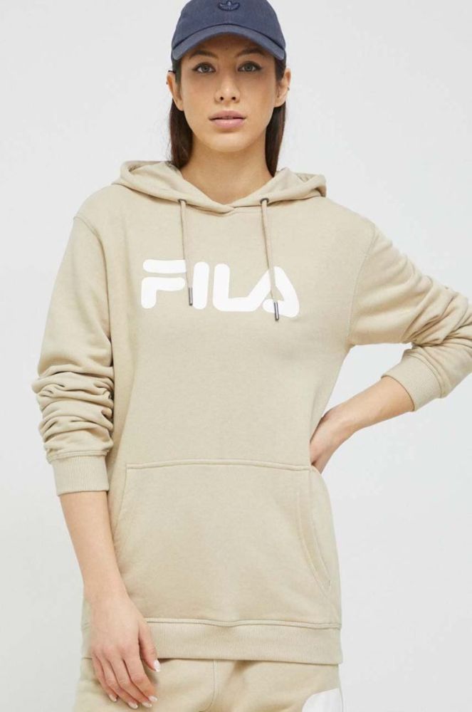 Кофта Fila колір бежевий з капюшоном з принтом (3022236) фото 7