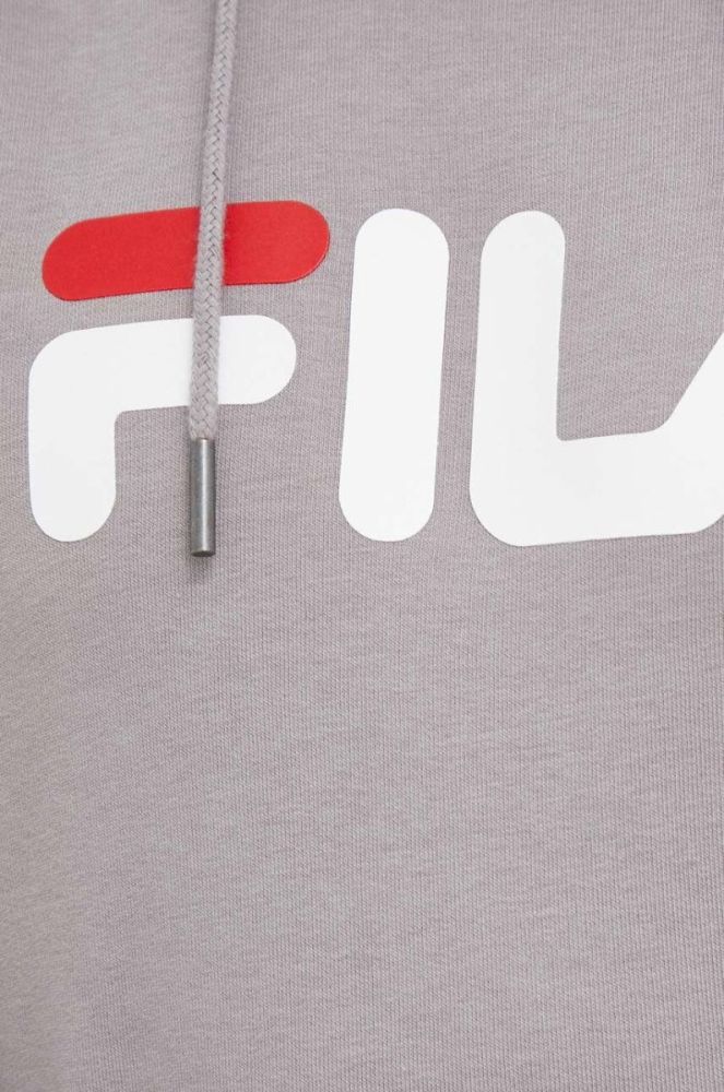 Кофта Fila колір сірий з капюшоном з принтом фото 10