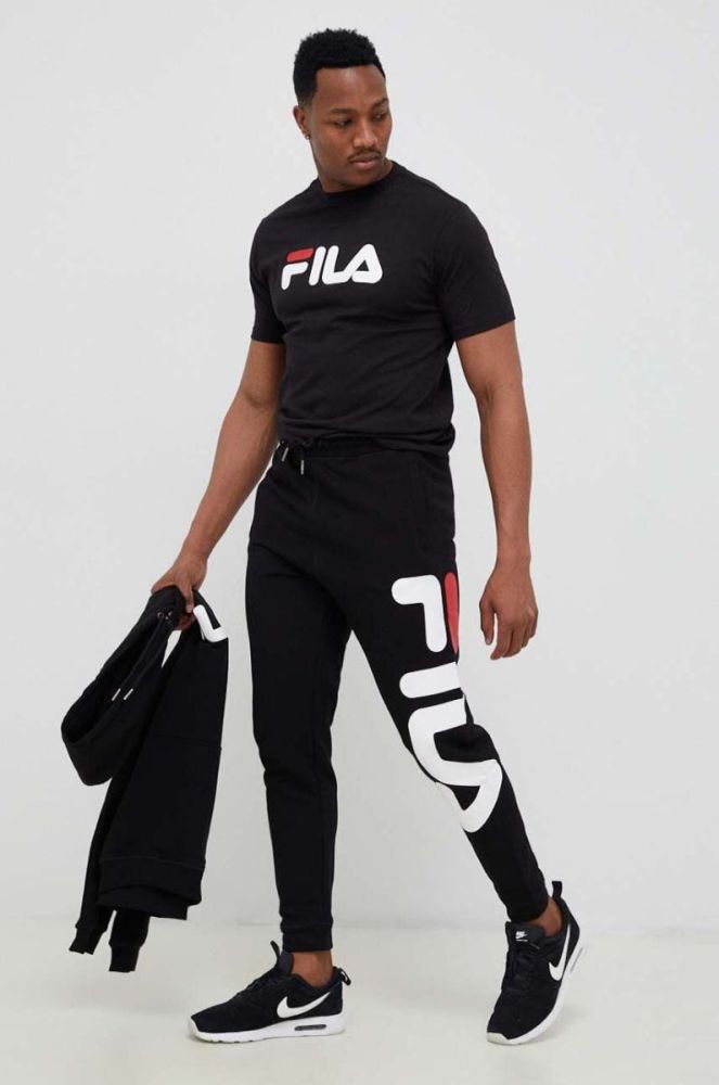 Кофта Fila колір чорний з капюшоном з принтом фото 4