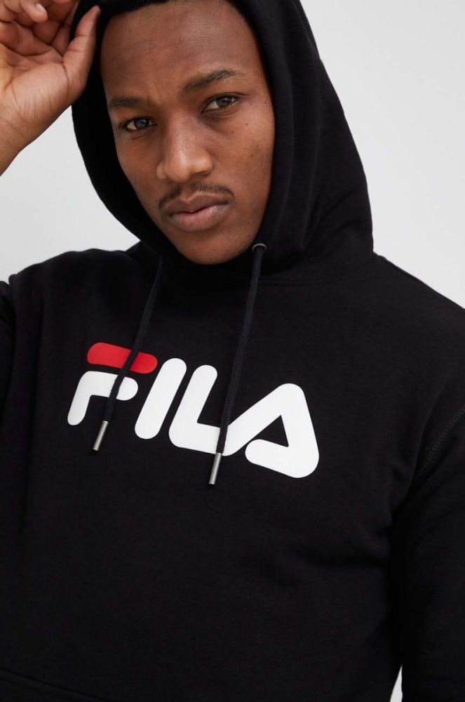 Кофта Fila колір чорний з капюшоном з принтом фото 7