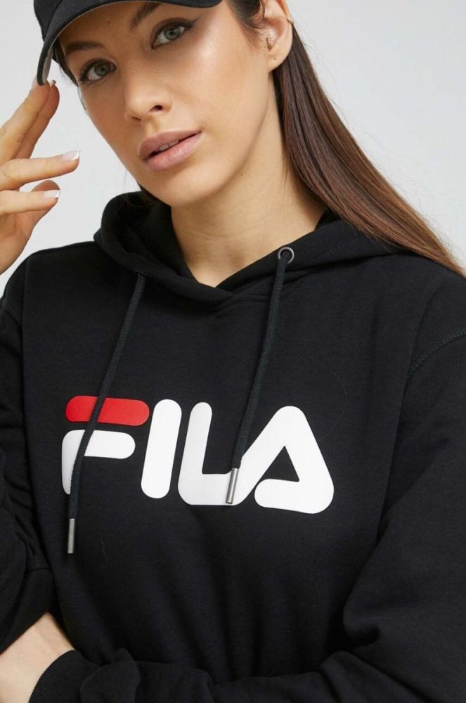 Кофта Fila колір чорний з капюшоном з принтом фото 8