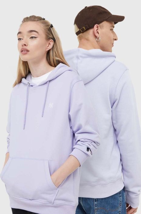 Кофта 47brand MLB New York Yankees колір фіолетовий з капюшоном однотонна