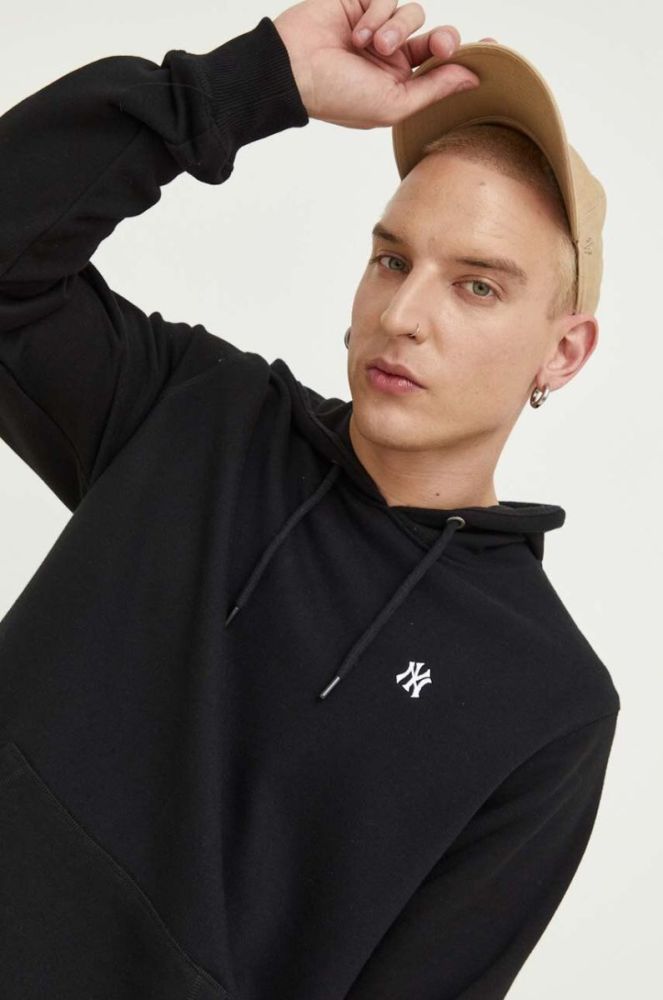 Кофта 47brand MLB New York Yankees колір чорний з капюшоном з аплікацією фото 6