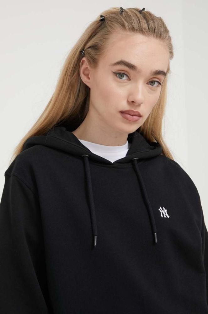 Кофта 47brand MLB New York Yankees колір чорний з капюшоном з аплікацією фото 7