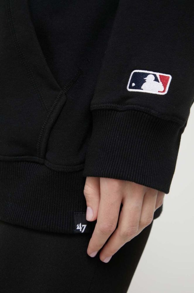 Кофта 47brand MLB New York Yankees колір чорний з капюшоном з аплікацією фото 8