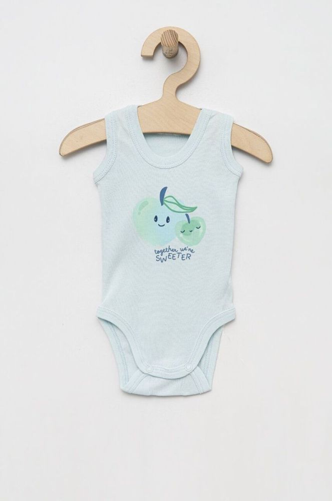 Дитяче бавовняне боді United Colors of Benetton 2-pack колір блакитний (3184812) фото 2