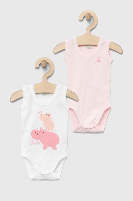 Дитяче бавовняне боді United Colors of Benetton 2-pack колір рожевий (3184819) Дитяче бавовняне боді United Colors of Benetton 2-pack колір рожевий (3184819)