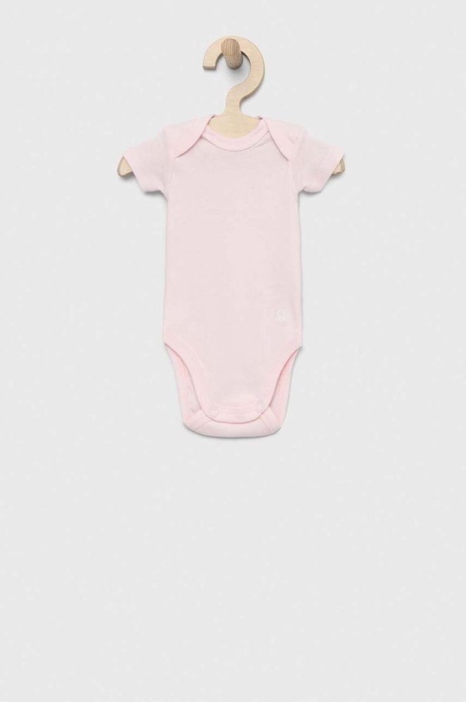 Дитяче бавовняне боді United Colors of Benetton 3-pack колір рожевий (3035537) фото 3