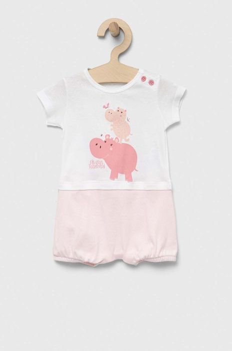 Бавовняний ромпер для немовлят United Colors of Benetton колір рожевий (3175485)