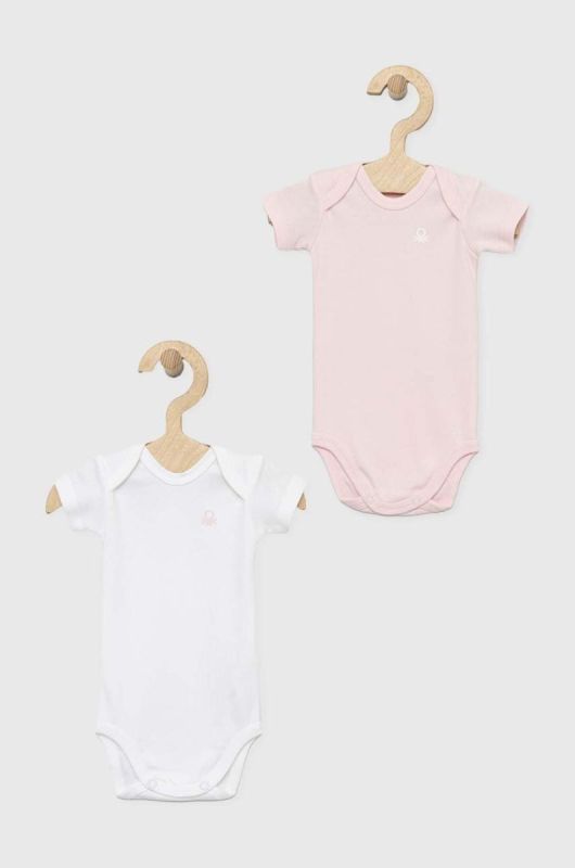 Дитяче бавовняне боді United Colors of Benetton 2-pack колір рожевий (3039053)