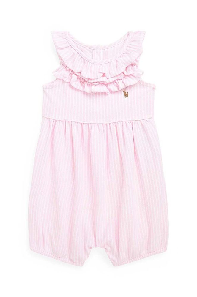 Бавовняний ромпер для немовлят Polo Ralph Lauren колір рожевий (2950949)