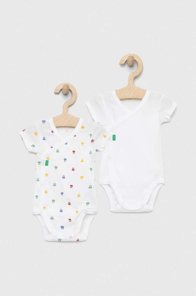 Дитяче бавовняне боді United Colors of Benetton 2-pack колір білий (3043631)