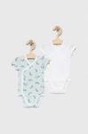Дитяче бавовняне боді United Colors of Benetton 2-pack колір бірюзовий (3043636)