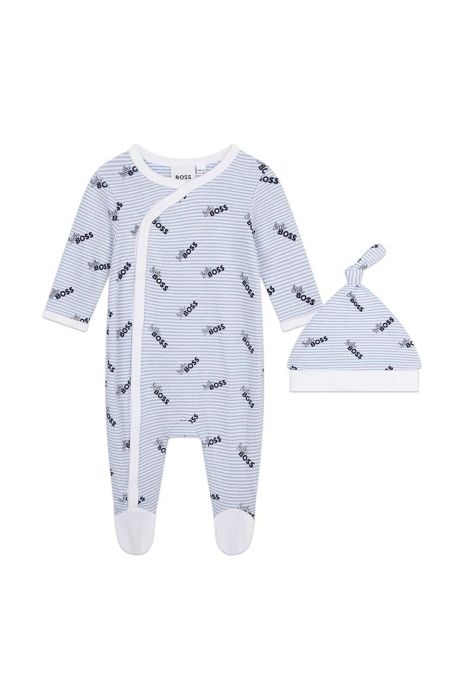 Дитячі бавовняні повзунки BOSS колір блакитний