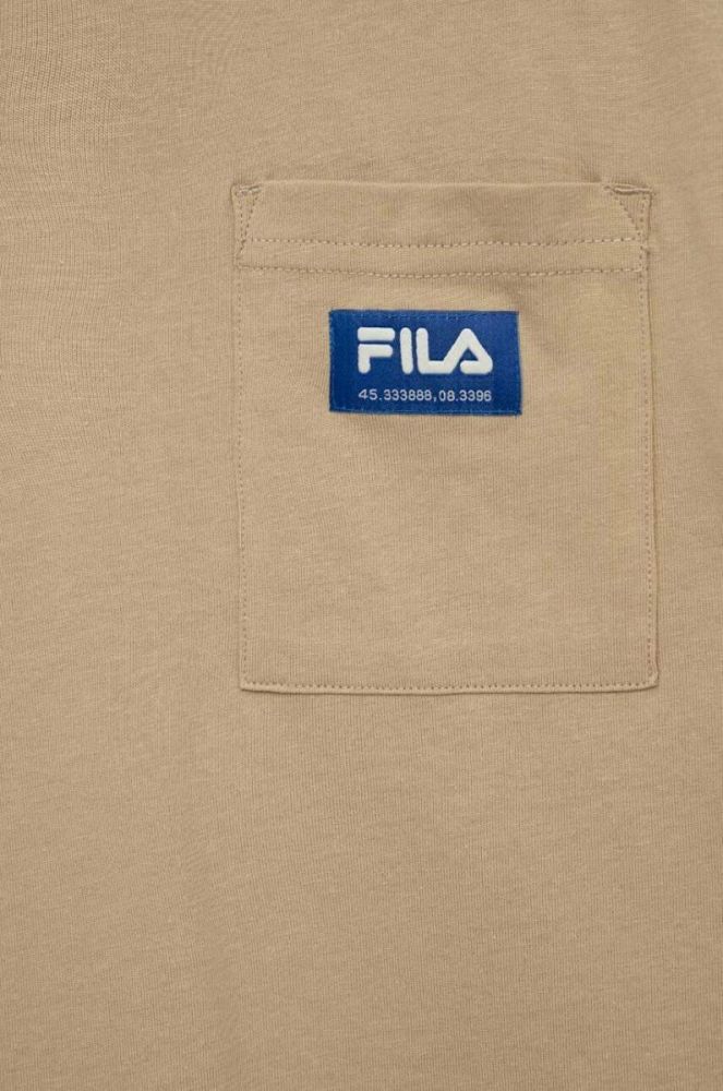 Дитячий бавовняний лонгслів Fila колір бежевий з аплікацією фото 3