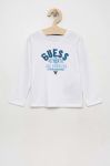 Дитячий бавовняний лонгслів Guess колір білий з принтом (2902034)
