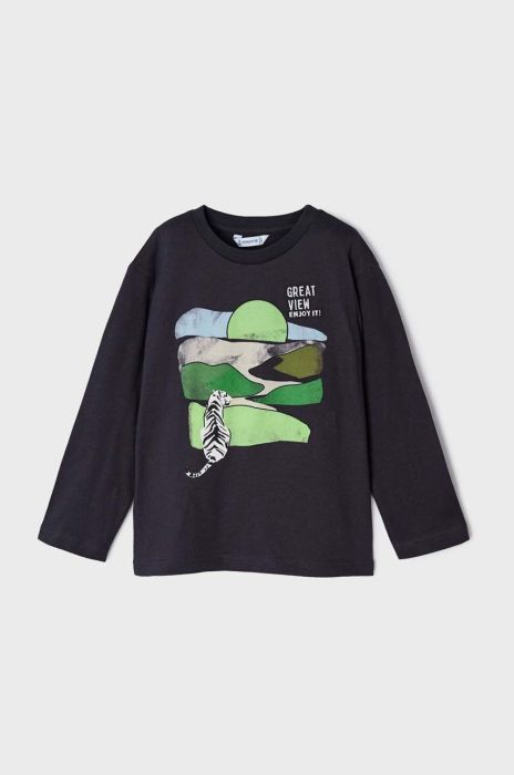 Дитячий бавовняний лонгслів Mayoral колір сірий з принтом (2946951)