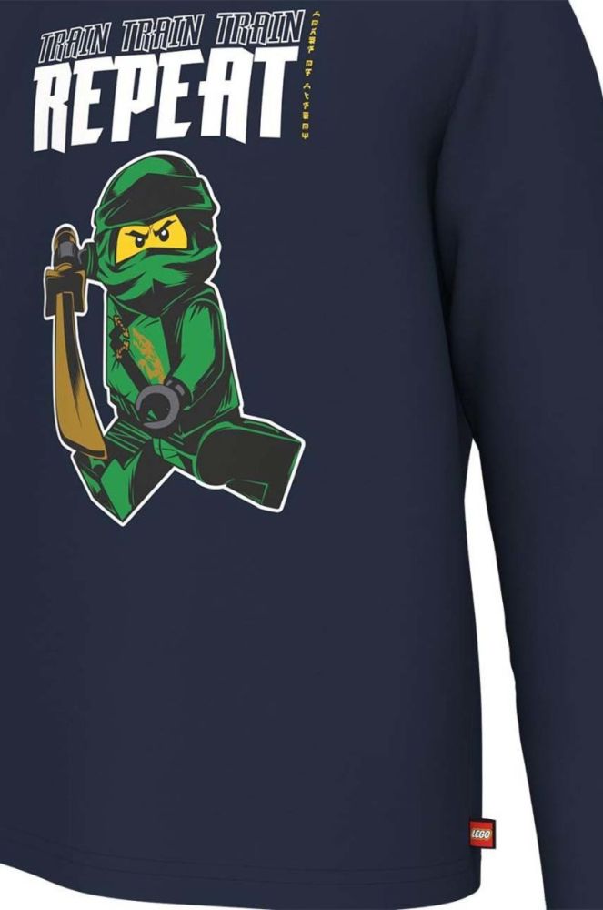 Дитячий бавовняний лонгслів Lego x Ninjago колір синій з принтом (2900770) фото 3