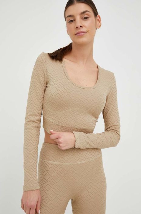 Лонгслів Guess жіночий колір бежевий (2885193)