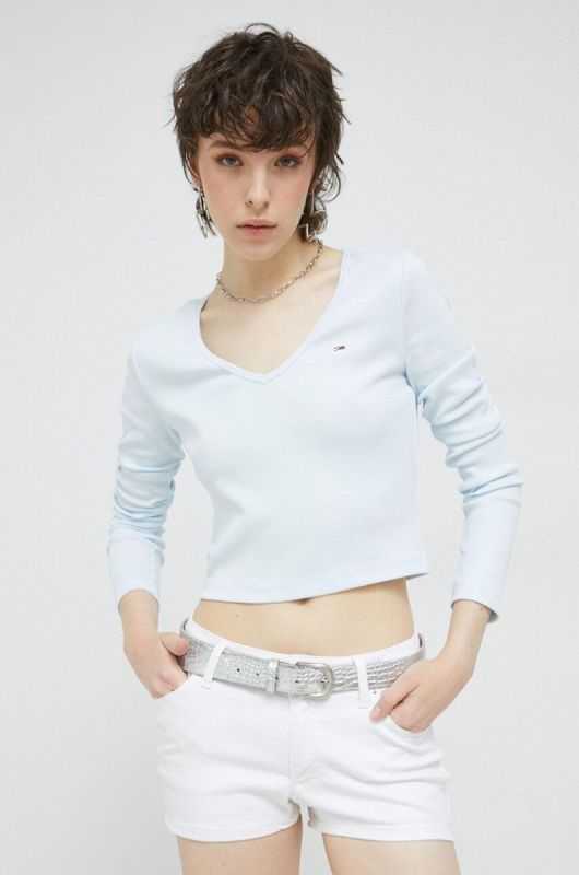 Лонгслів Tommy Jeans жіночий колір блакитний (2957398)