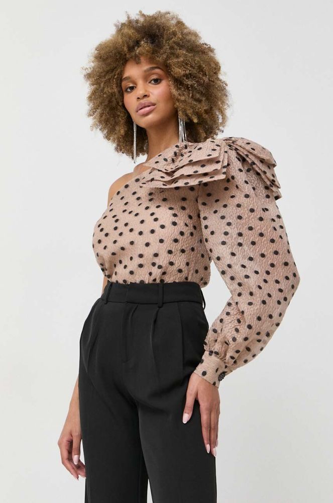 Блузка Custommade Scarlett жіноча колір бежевий візерунок