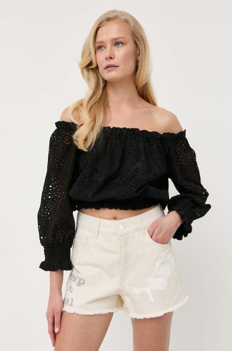 Бавовняна блузка Guess колір чорний