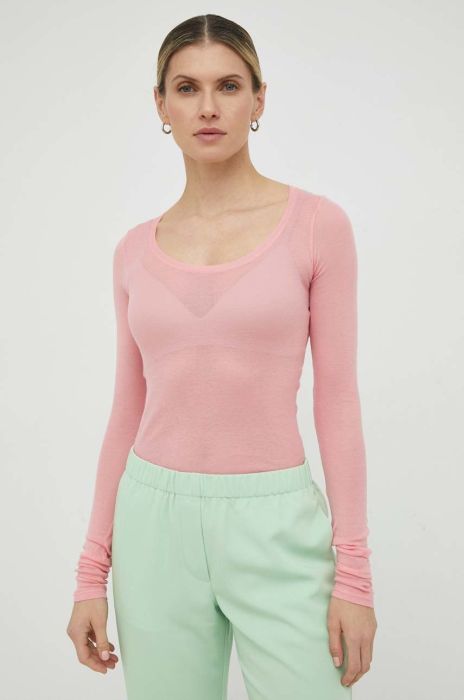 Бавовняний лонгслів American Vintage колір рожевий (2921910)