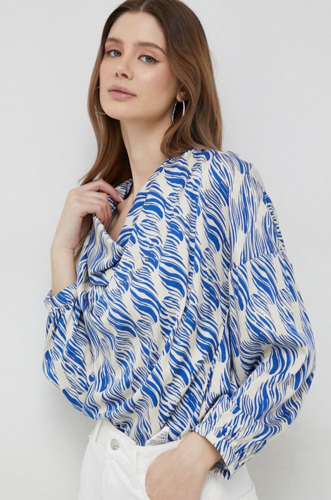 Блузка Sisley жіноча візерунок колір блакитний (2983682)