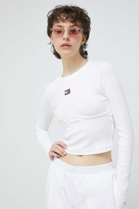Лонгслів Tommy Jeans жіночий колір білий (2979614)