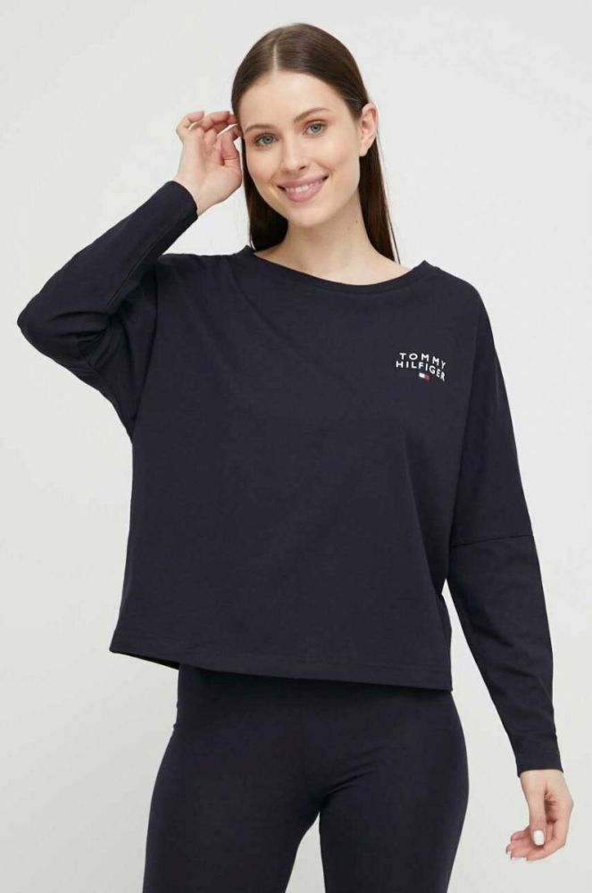 Бавовняний лонгслів лаунж Tommy Hilfiger колір синій фото 2