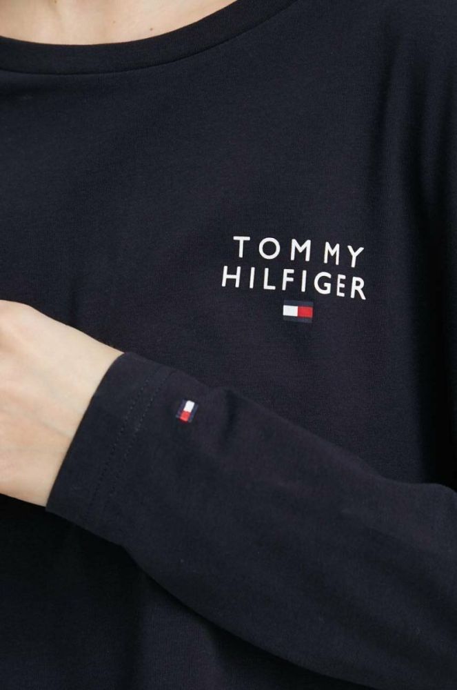 Бавовняний лонгслів лаунж Tommy Hilfiger колір синій фото 5