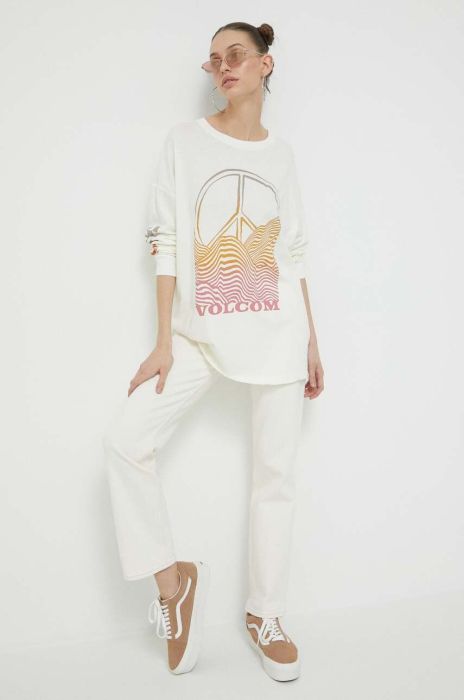 Бавовняний лонгслів Volcom колір бежевий (3139865)