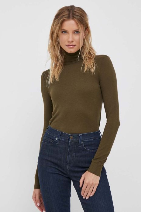 Светр з домішкою шовку Lauren Ralph Lauren колір зелений легкий гольф