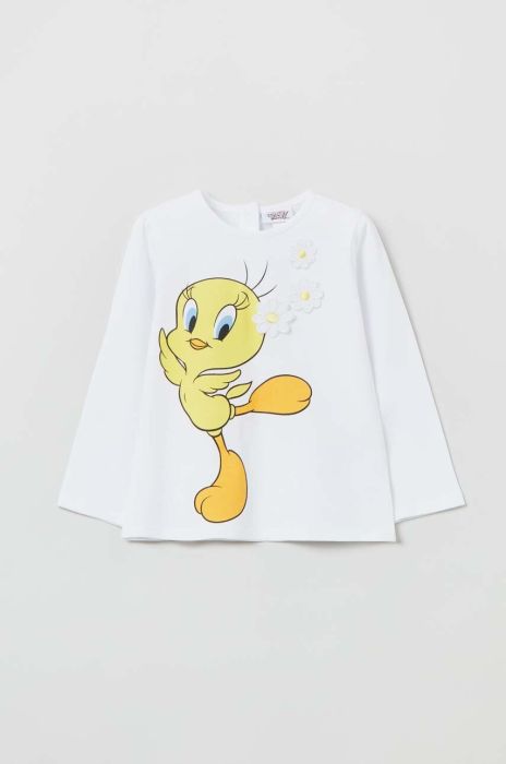 Лонгслів для немовлят OVS x Looney Tunes колір білий Лонгслів для немовлят OVS x Looney Tunes колір білий