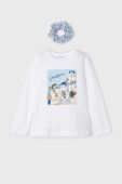 Дитячий бавовняний лонгслів Mayoral колір білий