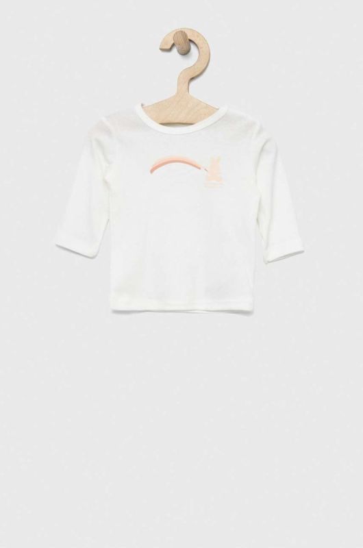 Бавовняний лонгслів для немовлят United Colors of Benetton колір бежевий (2979628)